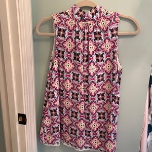 Crown and Ivy multicolored lined polyester top with a tie in the back.